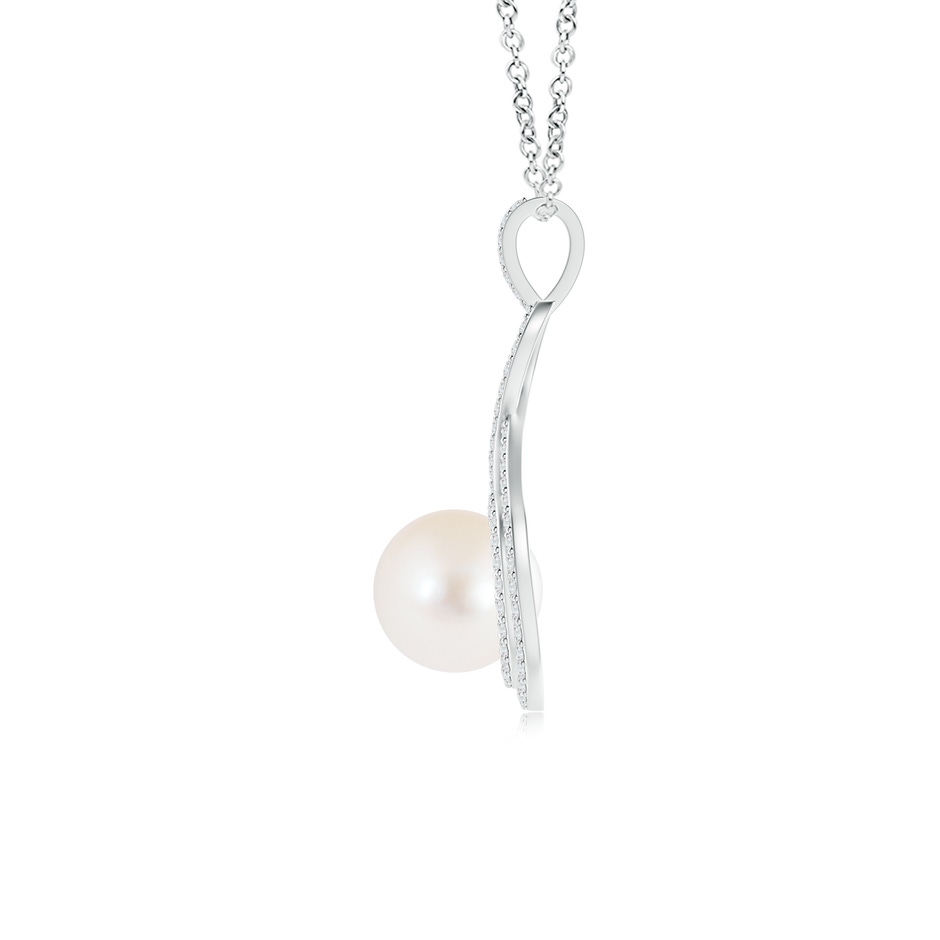 8mm AAA Freshwater Pearl Infinity Pendant with Diamond Halo in White Gold product image