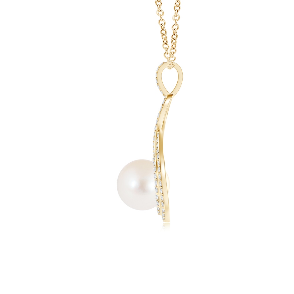8mm AAA Freshwater Pearl Infinity Pendant with Diamond Halo in Yellow Gold product image