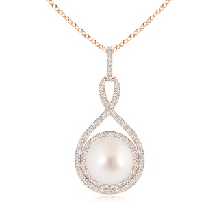 10mm AAAA South Sea Pearl Infinity Pendant with Diamond Halo in 10K Rose Gold