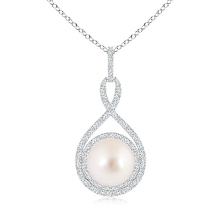 10mm AAAA South Sea Pearl Infinity Pendant with Diamond Halo in S999 Silver