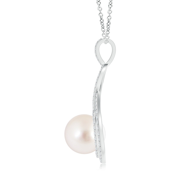 10mm AAAA South Sea Pearl Infinity Pendant with Diamond Halo in S999 Silver product image