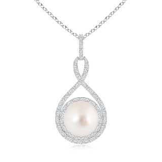10mm AAAA South Sea Pearl Infinity Pendant with Diamond Halo in White Gold