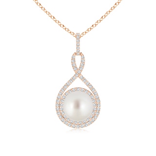 9mm AAA South Sea Pearl Infinity Pendant with Diamond Halo in 9K Rose Gold