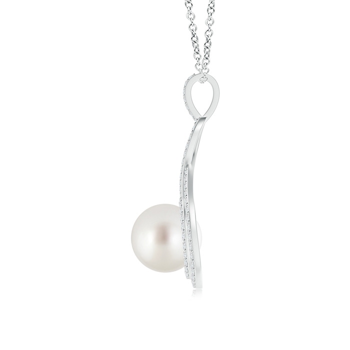 9mm AAA South Sea Pearl Infinity Pendant with Diamond Halo in White Gold Product Image