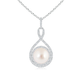 9mm AAAA South Sea Pearl Infinity Pendant with Diamond Halo in White Gold
