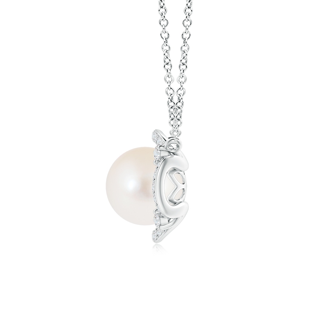 8mm AAA Freshwater Cultured Pearl Clover Pendant with Diamond Halo in White Gold Product Image