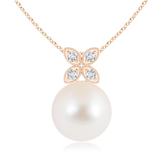 10mm AAA Freshwater Pearl Pendant with Diamond Floral Bale in Rose Gold