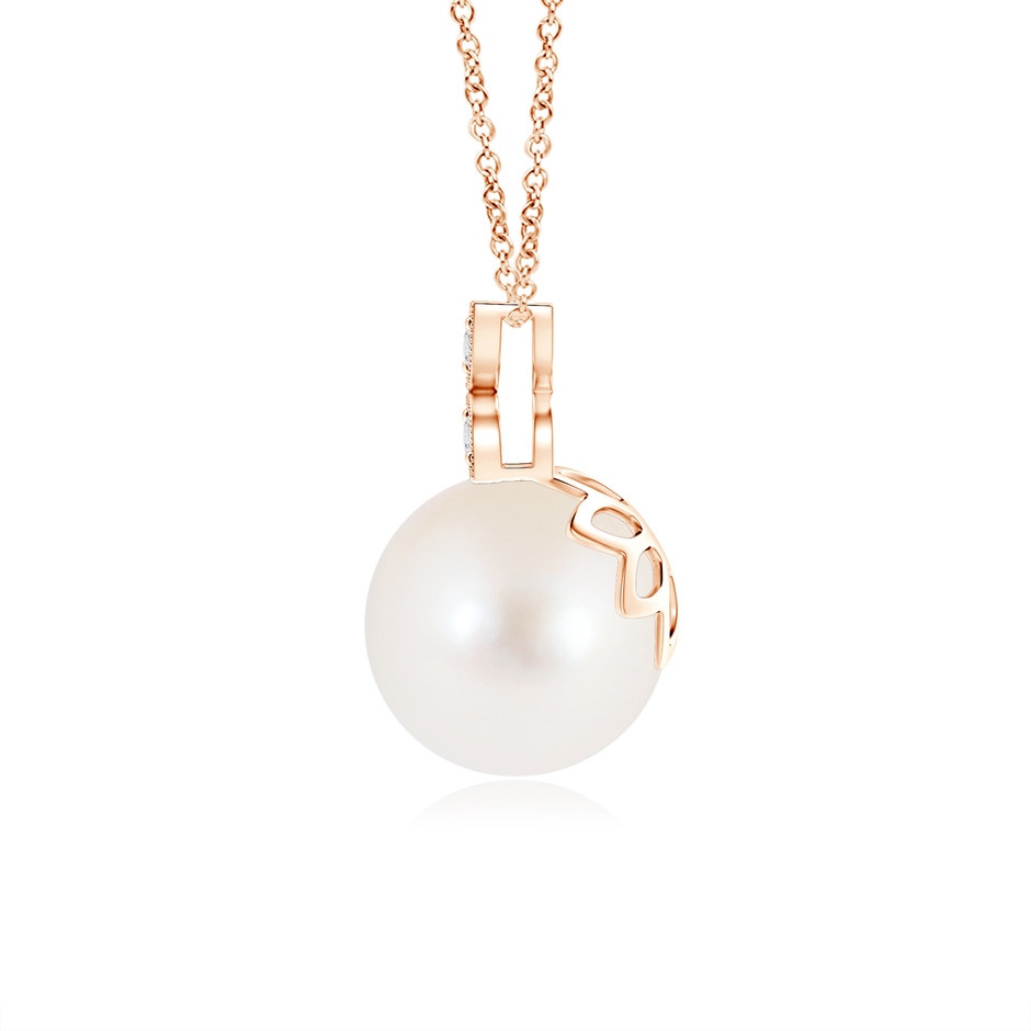 8mm AAA Freshwater Pearl Pendant with Diamond Floral Bale in Rose Gold product image