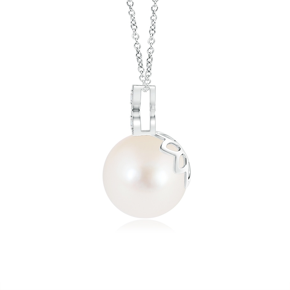 8mm AAA Freshwater Pearl Pendant with Diamond Floral Bale in White Gold product image