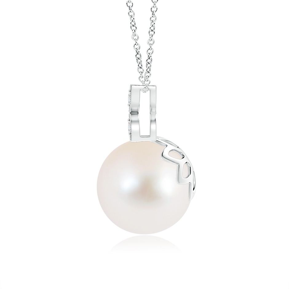 9mm AAA Freshwater Pearl Pendant with Diamond Floral Bale in White Gold product image