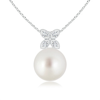 9mm AAA South Sea Cultured Pearl Pendant with Diamond Floral Bale in White Gold