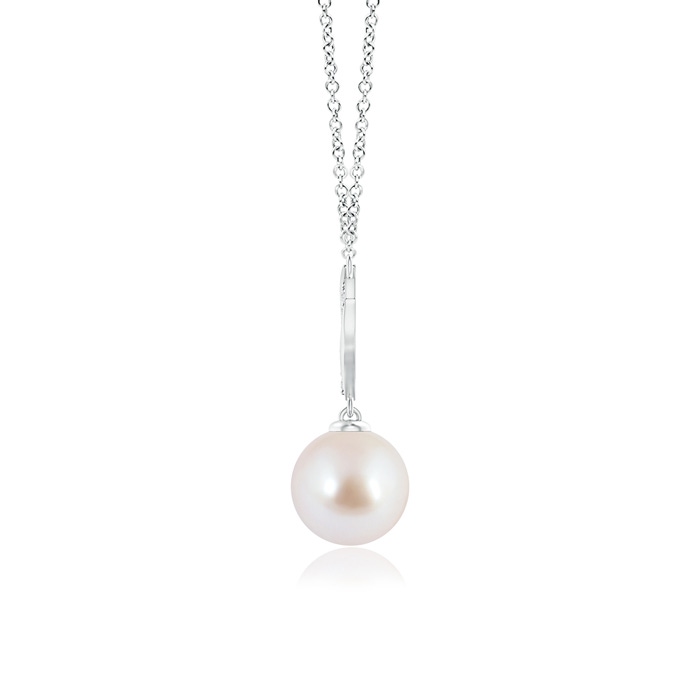 8mm AAA Japanese Akoya Pearl Angel Wings Necklace with Diamonds in S999 Silver product image