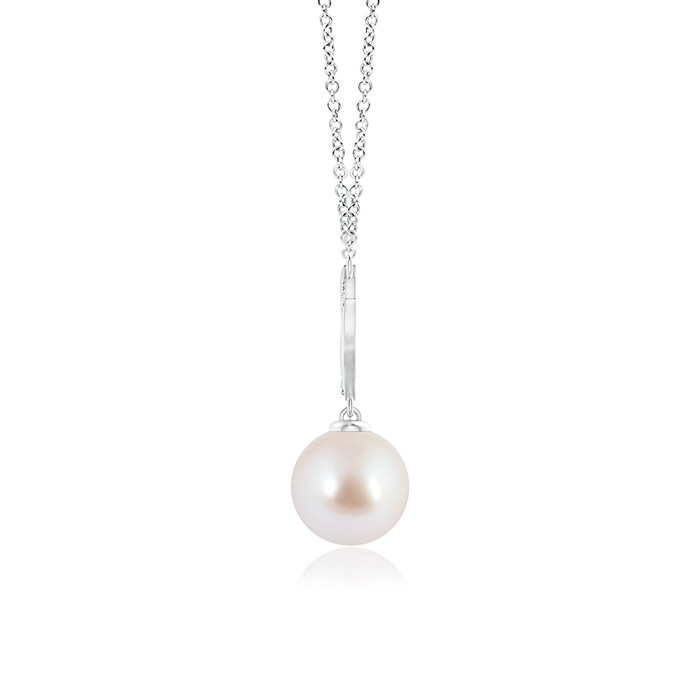 8mm AAA Japanese Akoya Pearl Angel Wings Necklace with Diamonds in White Gold Product Image
