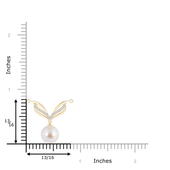 8mm AAA Japanese Akoya Pearl Angel Wings Necklace with Diamonds in Yellow Gold product image