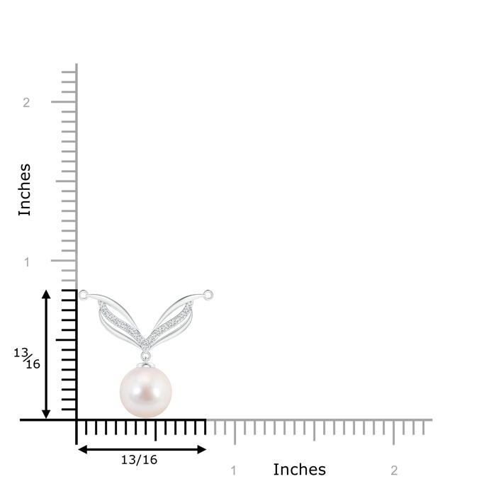 8mm AAAA Japanese Akoya Pearl Angel Wings Necklace with Diamonds in White Gold product image