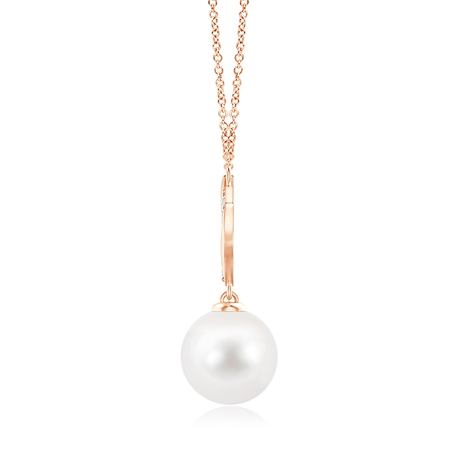 10mm AA Freshwater Pearl Angel Wings Necklace with Diamonds in Rose Gold product image