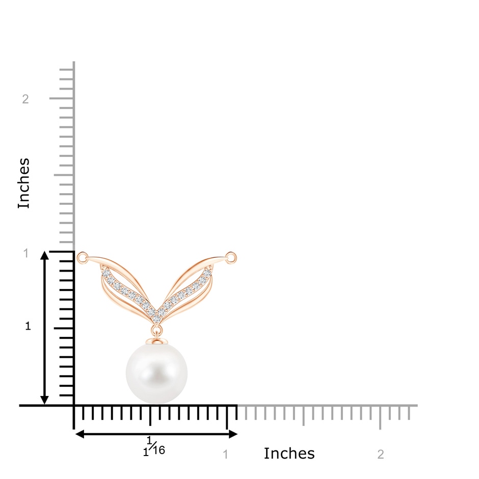 10mm AA Freshwater Pearl Angel Wings Necklace with Diamonds in Rose Gold product image