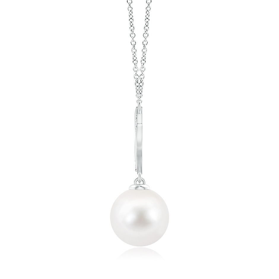 10mm AA Freshwater Pearl Angel Wings Necklace with Diamonds in White Gold product image