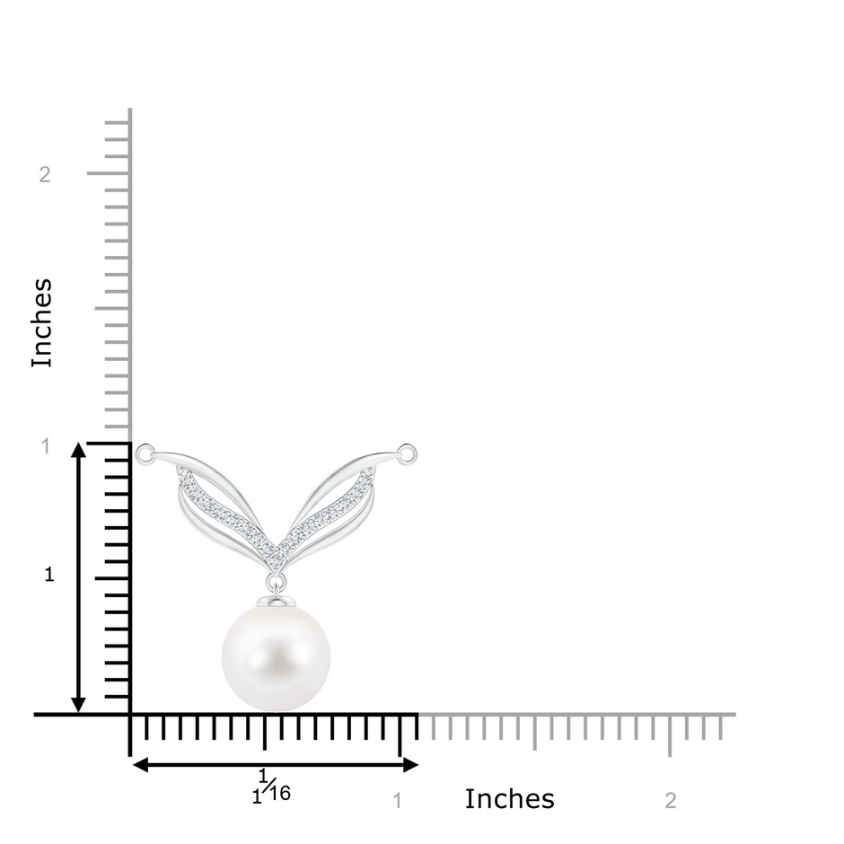 10mm AA Freshwater Pearl Angel Wings Necklace with Diamonds in White Gold product image