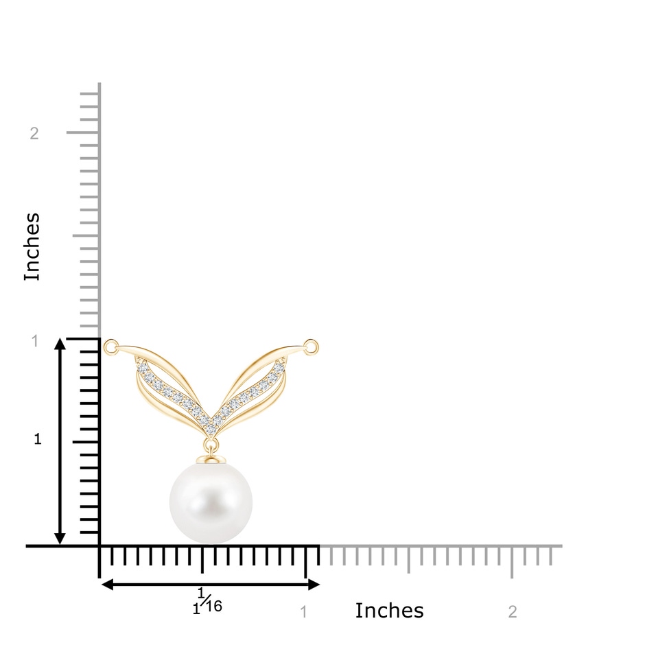 10mm AA Freshwater Pearl Angel Wings Necklace with Diamonds in Yellow Gold product image