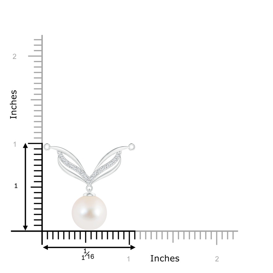 10mm AAA Freshwater Pearl Angel Wings Necklace with Diamonds in S999 Silver product image