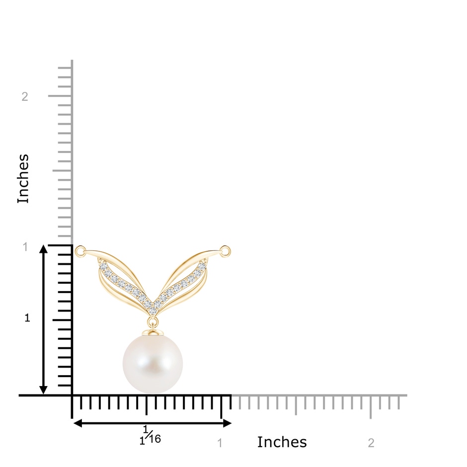 10mm AAA Freshwater Pearl Angel Wings Necklace with Diamonds in Yellow Gold product image