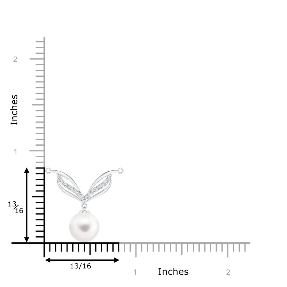 8mm AA Freshwater Pearl Angel Wings Necklace with Diamonds in White Gold product image