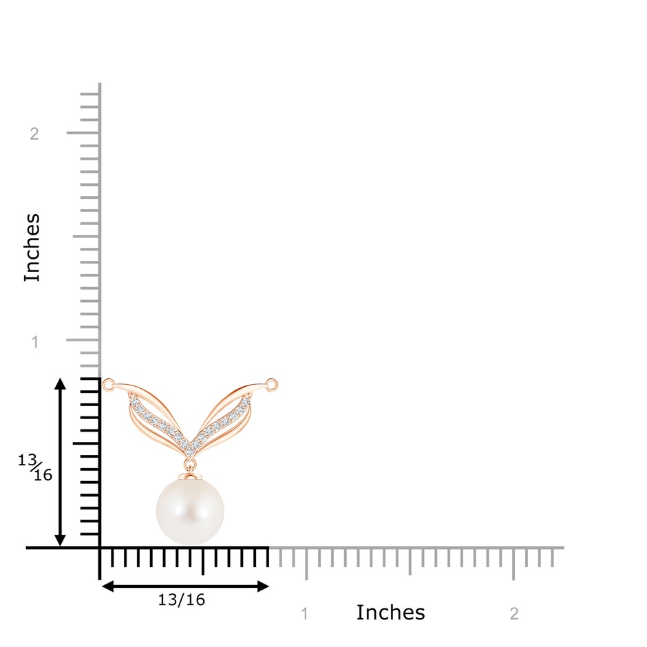 8mm AAA Freshwater Pearl Angel Wings Necklace with Diamonds in 9K Rose Gold product image