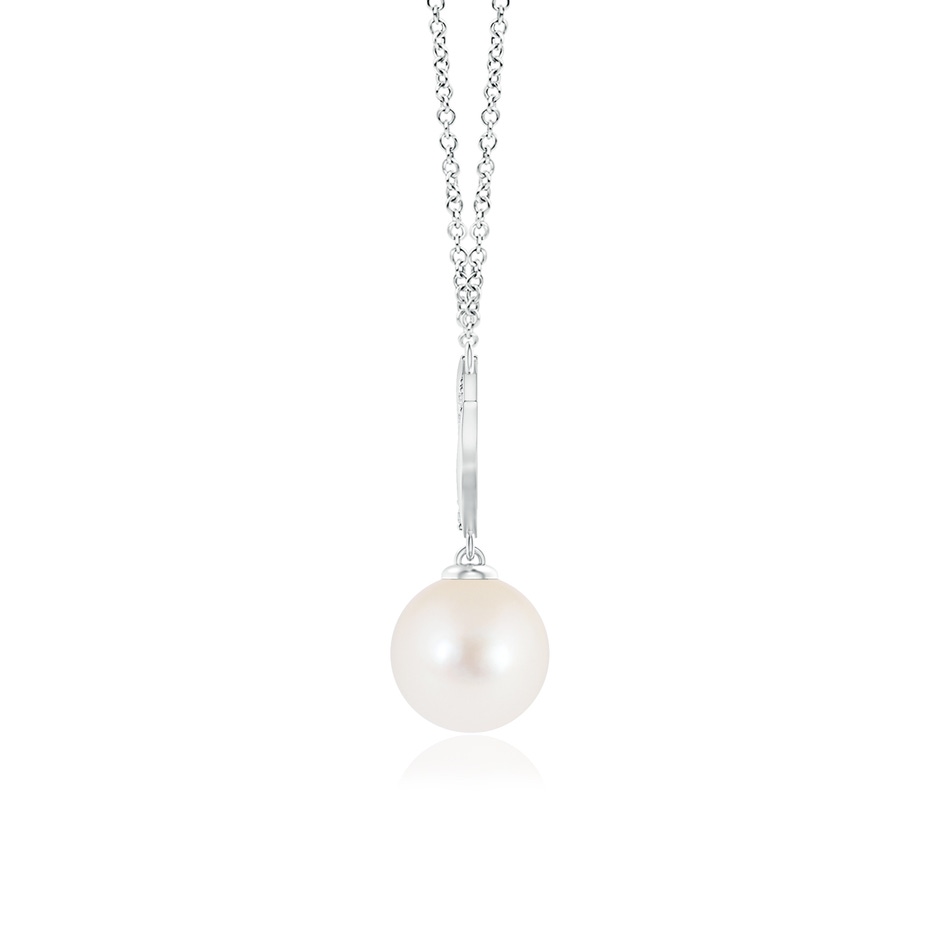 8mm AAA Freshwater Pearl Angel Wings Necklace with Diamonds in S999 Silver product image
