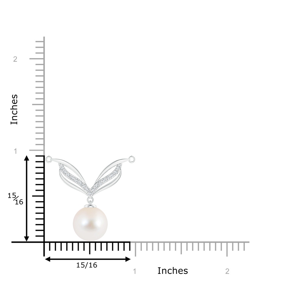 9mm AAA Freshwater Pearl Angel Wings Necklace with Diamonds in White Gold product image