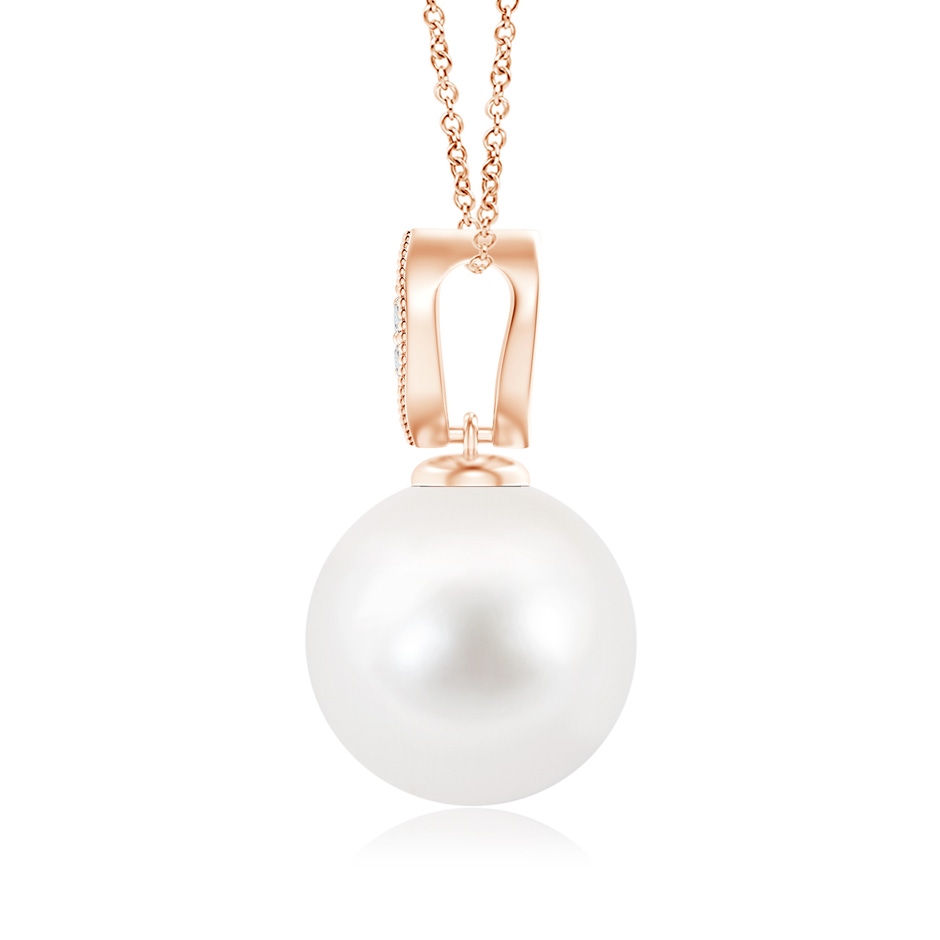 10mm AA Freshwater Pearl Pendant with Diamond Leaf Bale in Rose Gold product image