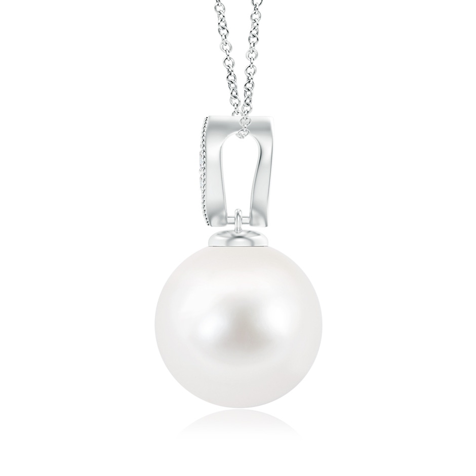 10mm AA Freshwater Pearl Pendant with Diamond Leaf Bale in S999 Silver product image