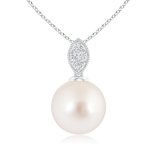 10mm AAAA South Sea Cultured Pearl Pendant with Diamond Leaf Bale in White Gold