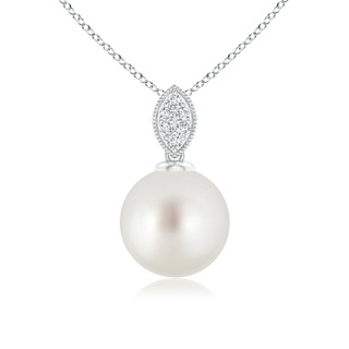 9mm AAA South Sea Cultured Pearl Pendant with Diamond Leaf Bale in White Gold