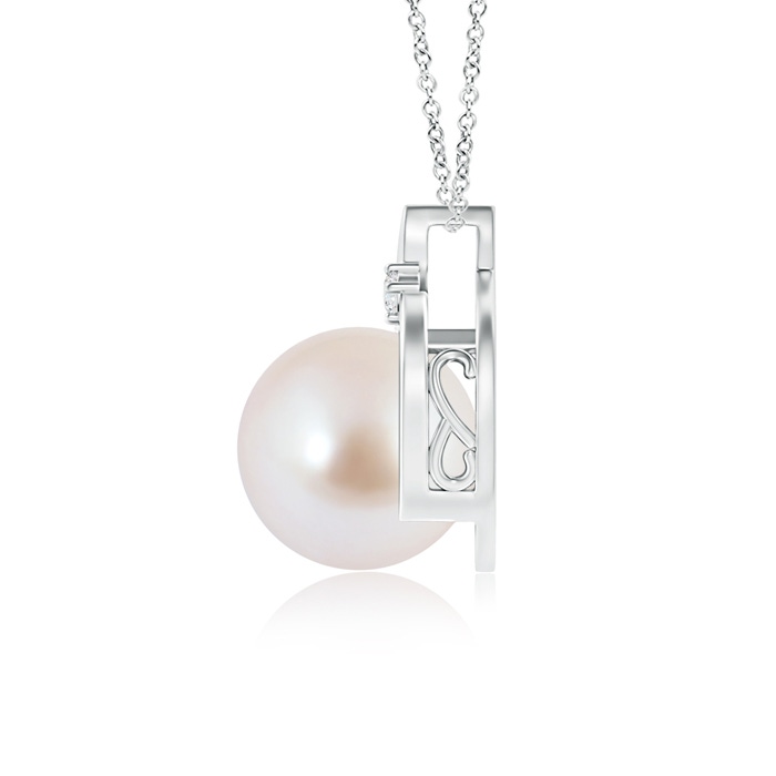 8mm AAA Japanese Akoya Pearl Solitaire Pendant with Diamond in 9K White Gold product image