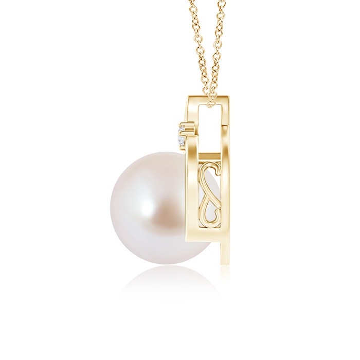 8mm AAA Japanese Akoya Pearl Solitaire Pendant with Diamond in 9K Yellow Gold Product Image