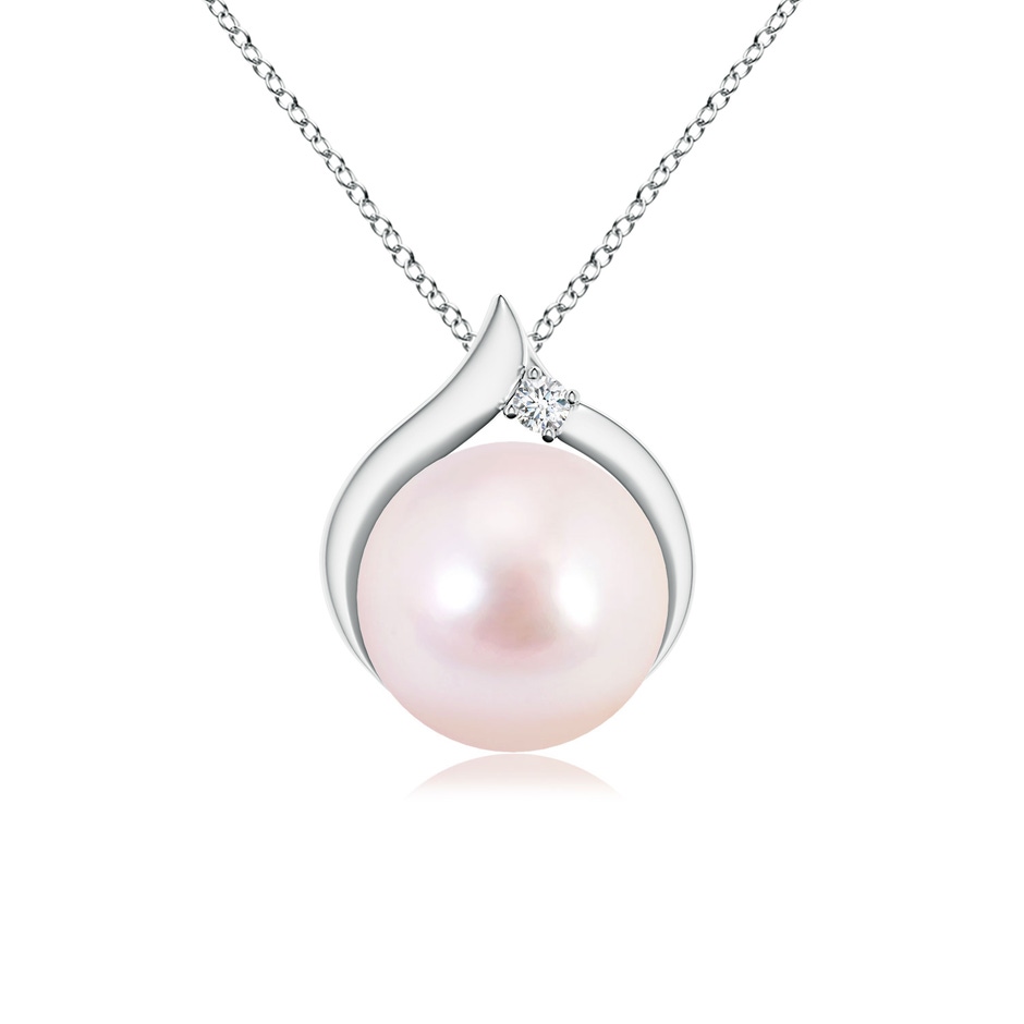 8mm AAAA Japanese Akoya Pearl Solitaire Pendant with Diamond in S999 Silver 
