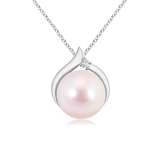 8mm AAAA Japanese Akoya Pearl Solitaire Pendant with Diamond in White Gold