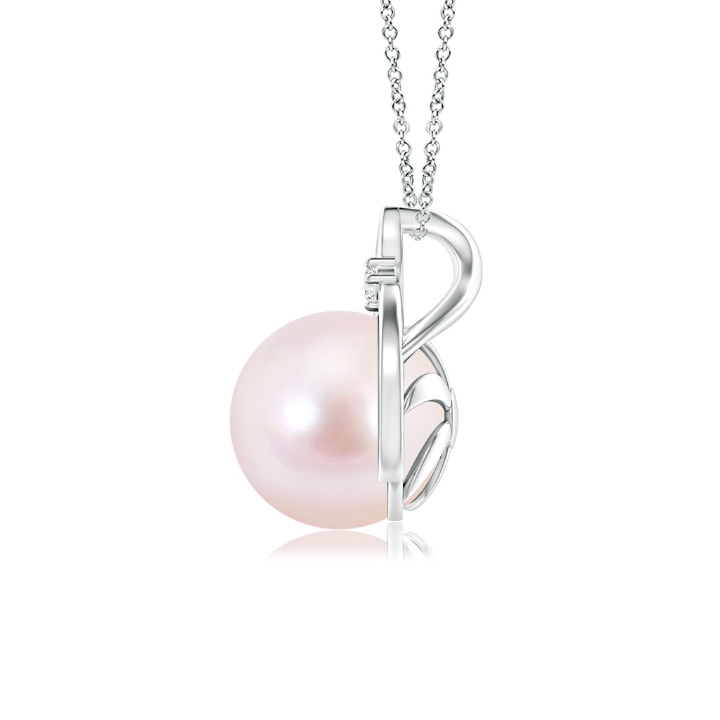 8mm AAAA Japanese Akoya Pearl Solitaire Pendant with Diamond in White Gold - side_1