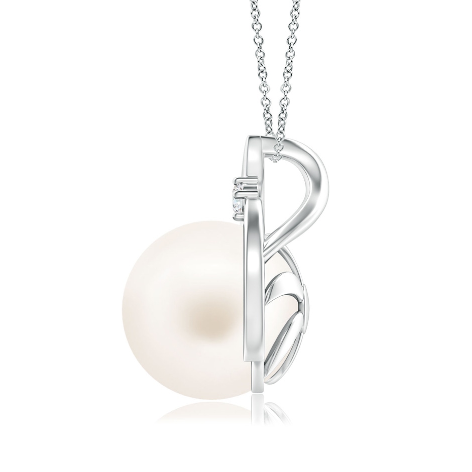 10mm AA Freshwater Pearl Solitaire Pendant with Diamond in S999 Silver side-1