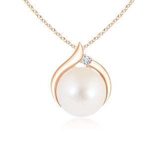 8mm AAA Freshwater Pearl Solitaire Pendant with Diamond in 9K Rose Gold
