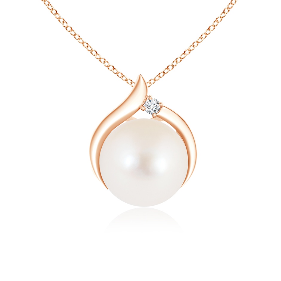 8mm AAA Freshwater Pearl Solitaire Pendant with Diamond in 9K Rose Gold 