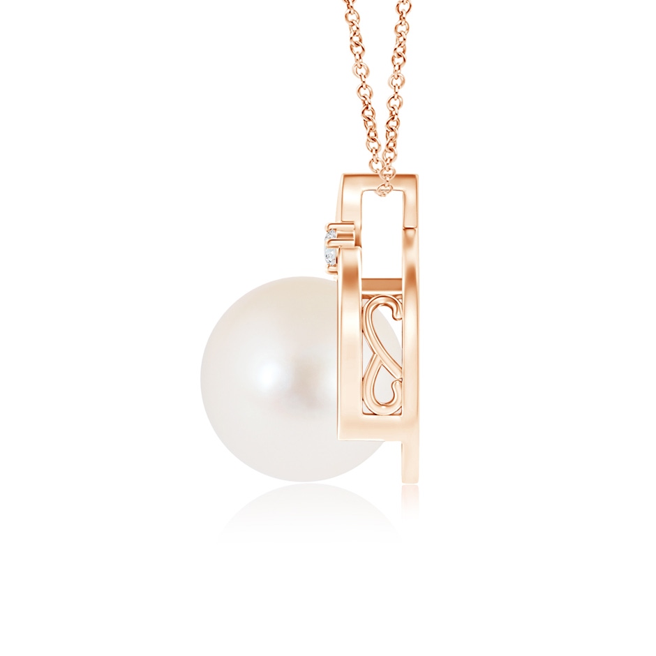 8mm AAA Freshwater Pearl Solitaire Pendant with Diamond in 9K Rose Gold product image