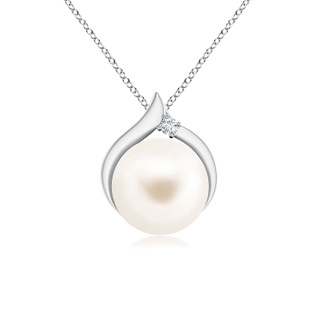 8mm AAA Freshwater Pearl Solitaire Pendant with Diamond in White Gold
