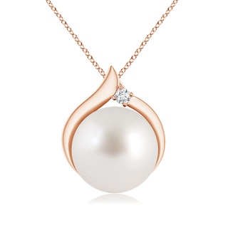 10mm AAA South Sea Pearl Solitaire Pendant with Diamond in Rose Gold