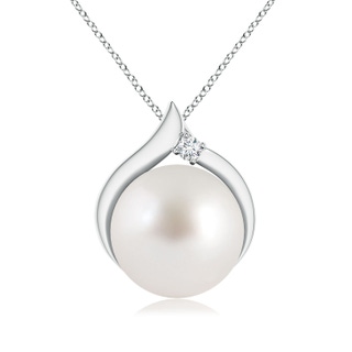 10mm AAA South Sea Pearl Solitaire Pendant with Diamond in S999 Silver