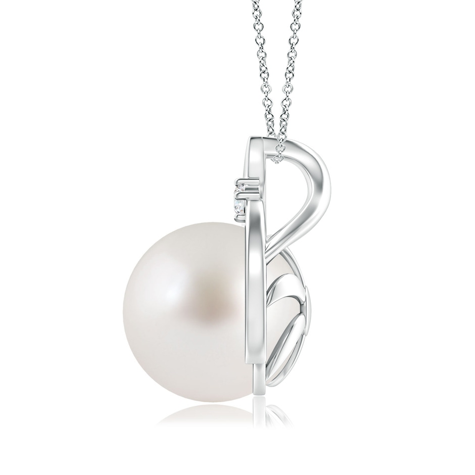 10mm AAA South Sea Pearl Solitaire Pendant with Diamond in S999 Silver side-1