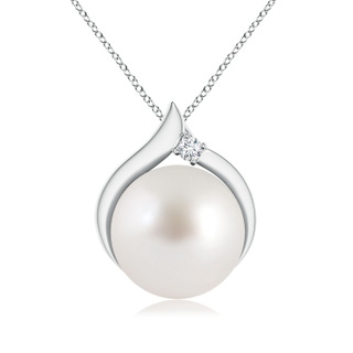 10mm AAA South Sea Pearl Solitaire Pendant with Diamond in White Gold
