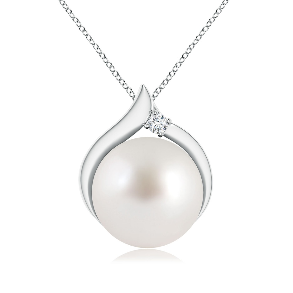 10mm AAA South Sea Pearl Solitaire Pendant with Diamond in White Gold 