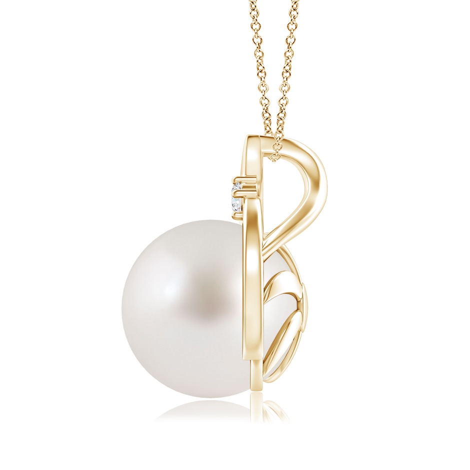 10mm AAA South Sea Pearl Solitaire Pendant with Diamond in Yellow Gold side-1